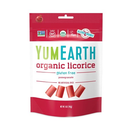 YUMEARTH Organic Gluten Free Pomegranate Licorice, 5 oz Bag, PK4, 4PK 1904